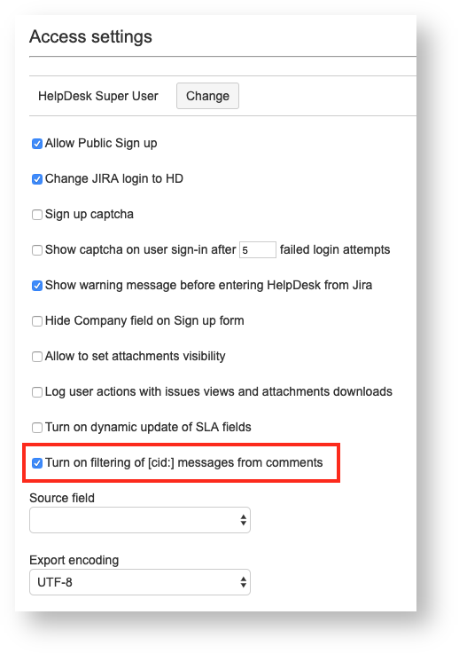 Turn on filtering of cid messages from comments